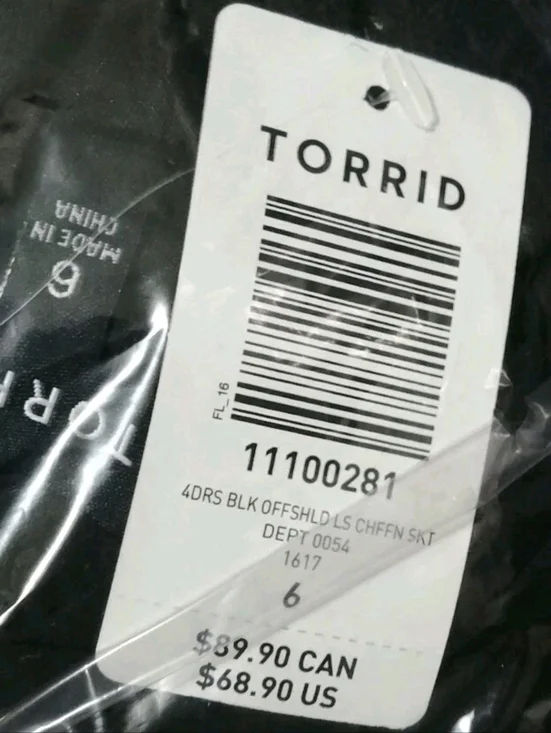 Torrid Black Off-Shoulder Long Sleeve Dress 6 30 NWT - Picture 3 of 4